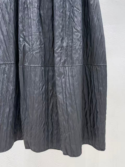 韓國直送 Glossy Crinkle Maxi Skirt