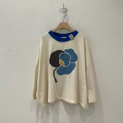 韓國直送Retro Floral Drop-Shoulder Tee