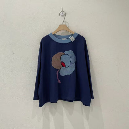 韓國直送Retro Floral Drop-Shoulder Tee