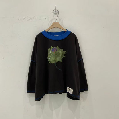 韓國直送Retro Floral Drop-Shoulder Tee