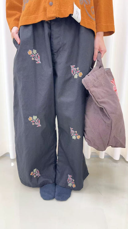 韓國直送V-Neck Floral Embroidered Cardigan /Pants