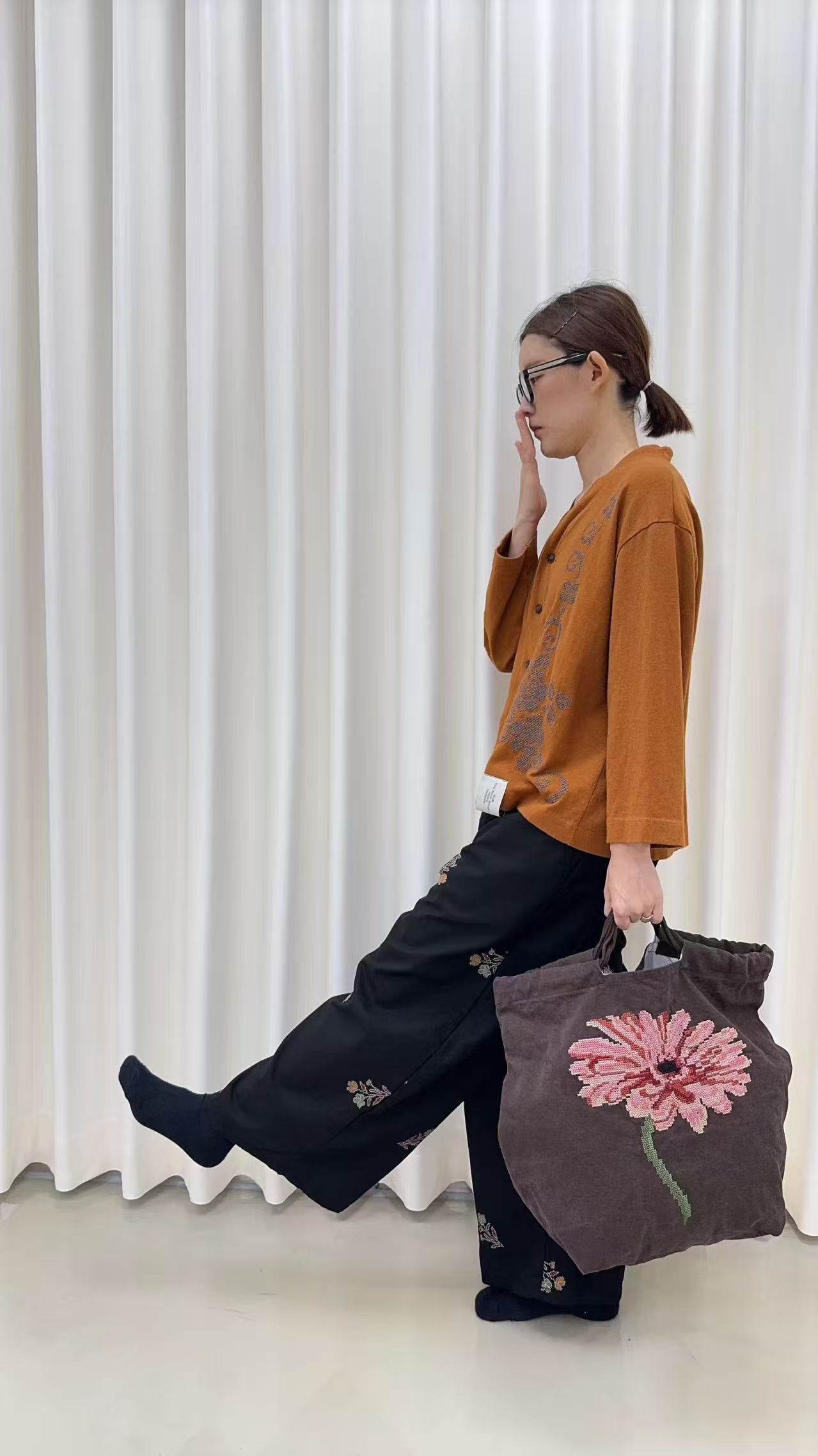 韓國直送V-Neck Floral Embroidered Cardigan /Pants