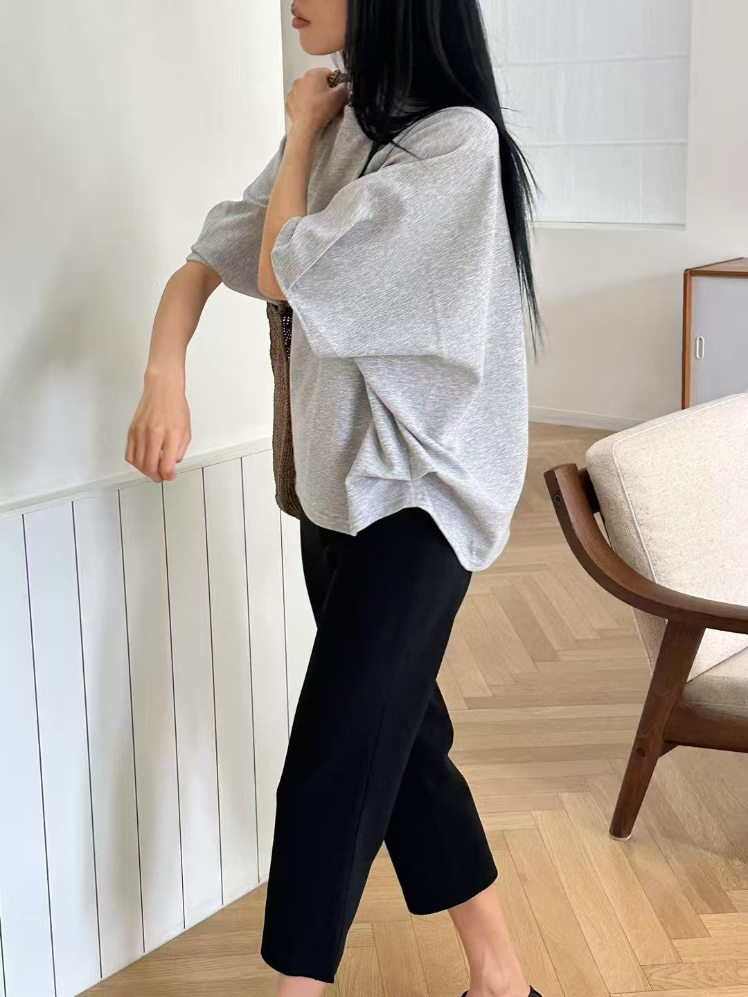 韓國直送Asymmetric Loose Raglan Tee / Shorts