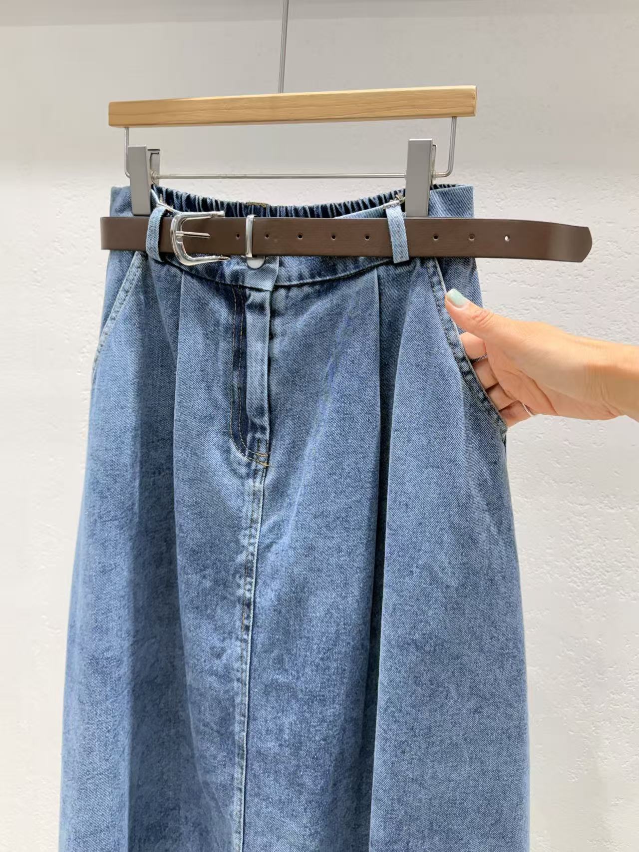 韓國直送Luna Denim Maxi Skirt