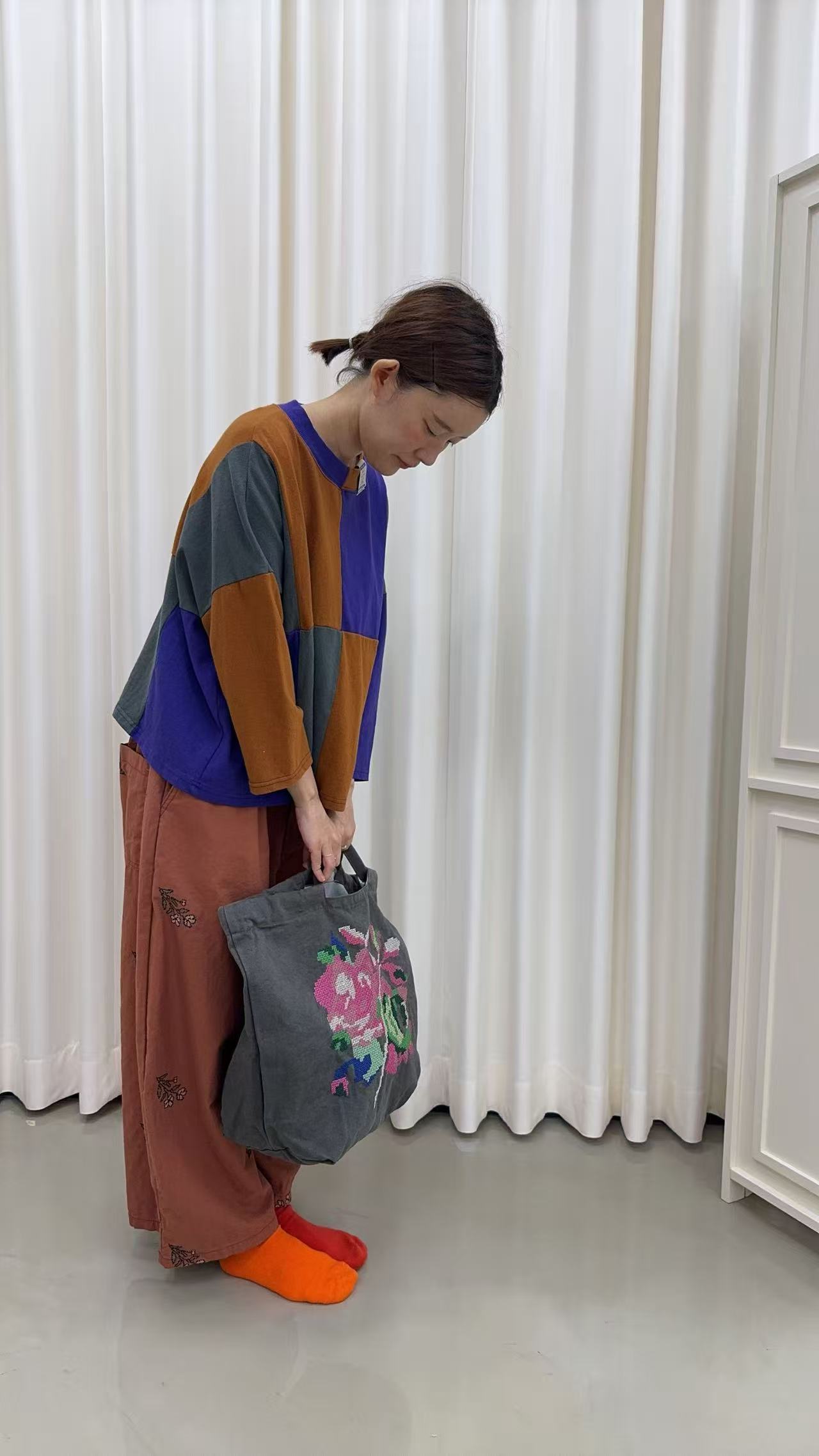 韓國直送Geometric Color-Block Loose Top /Pants