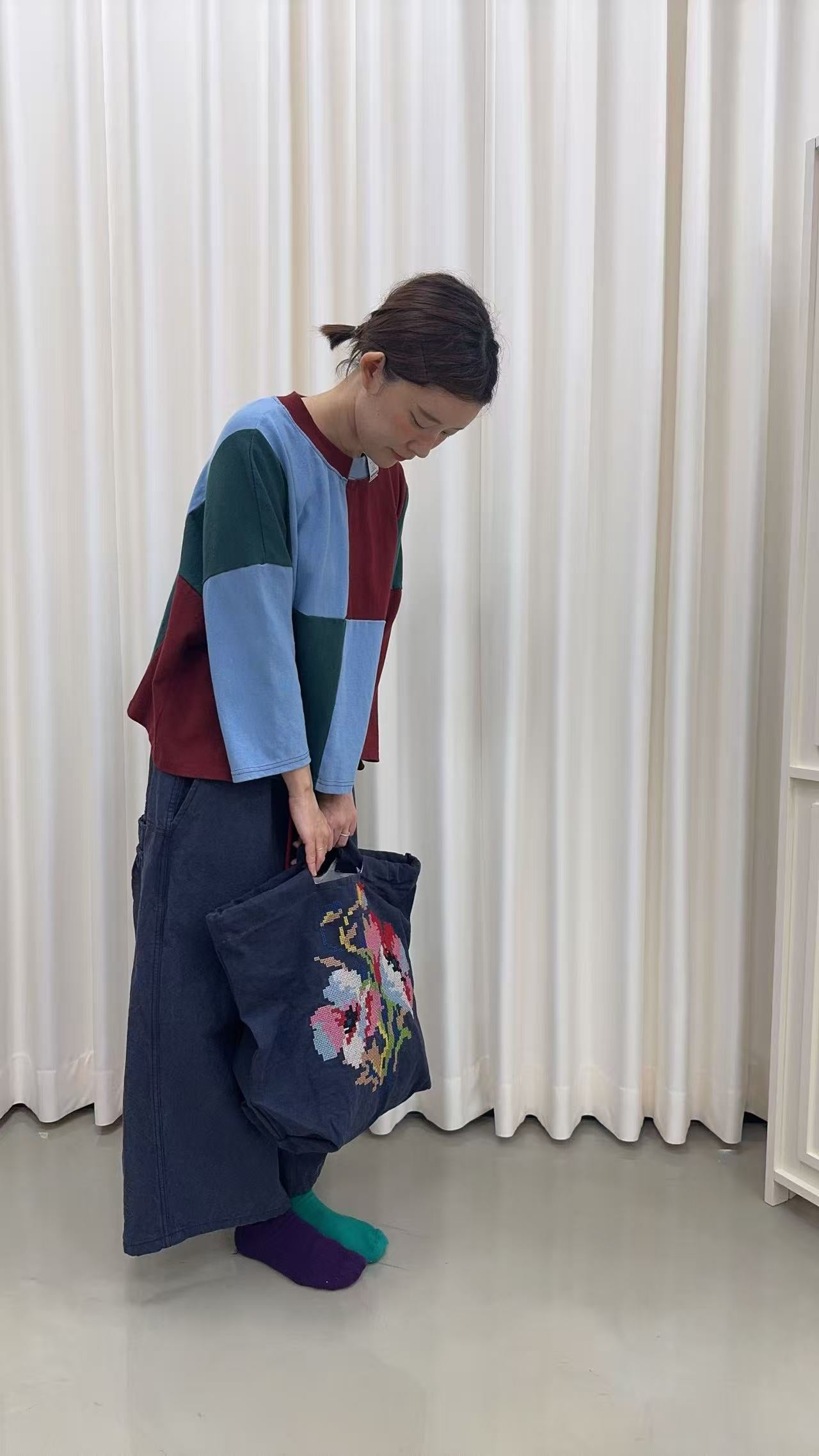 韓國直送Geometric Color-Block Loose Top /Pants