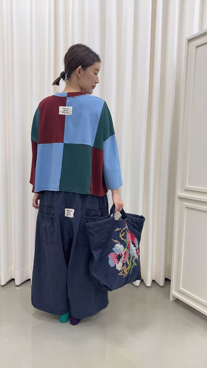 韓國直送Geometric Color-Block Loose Top /Pants