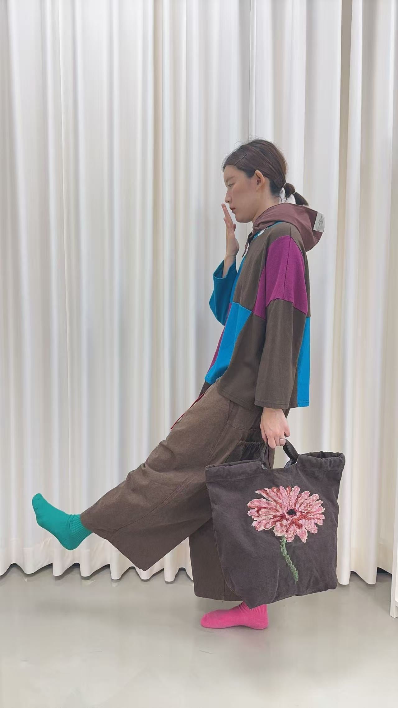 韓國直送Geometric Color-Block Loose Top /Pants