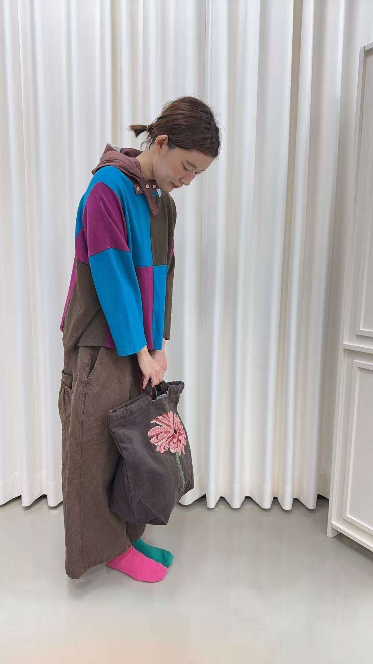 韓國直送Geometric Color-Block Loose Top /Pants
