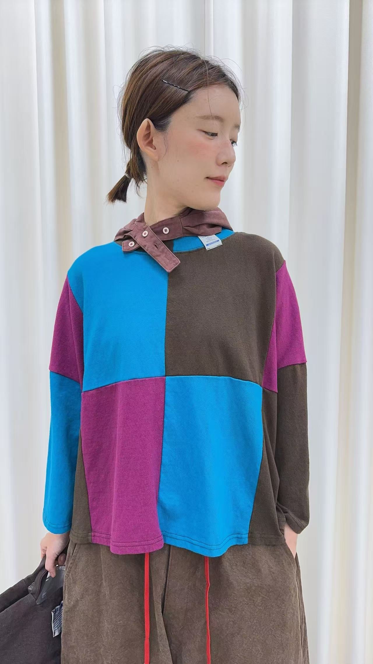 韓國直送Geometric Color-Block Loose Top /Pants