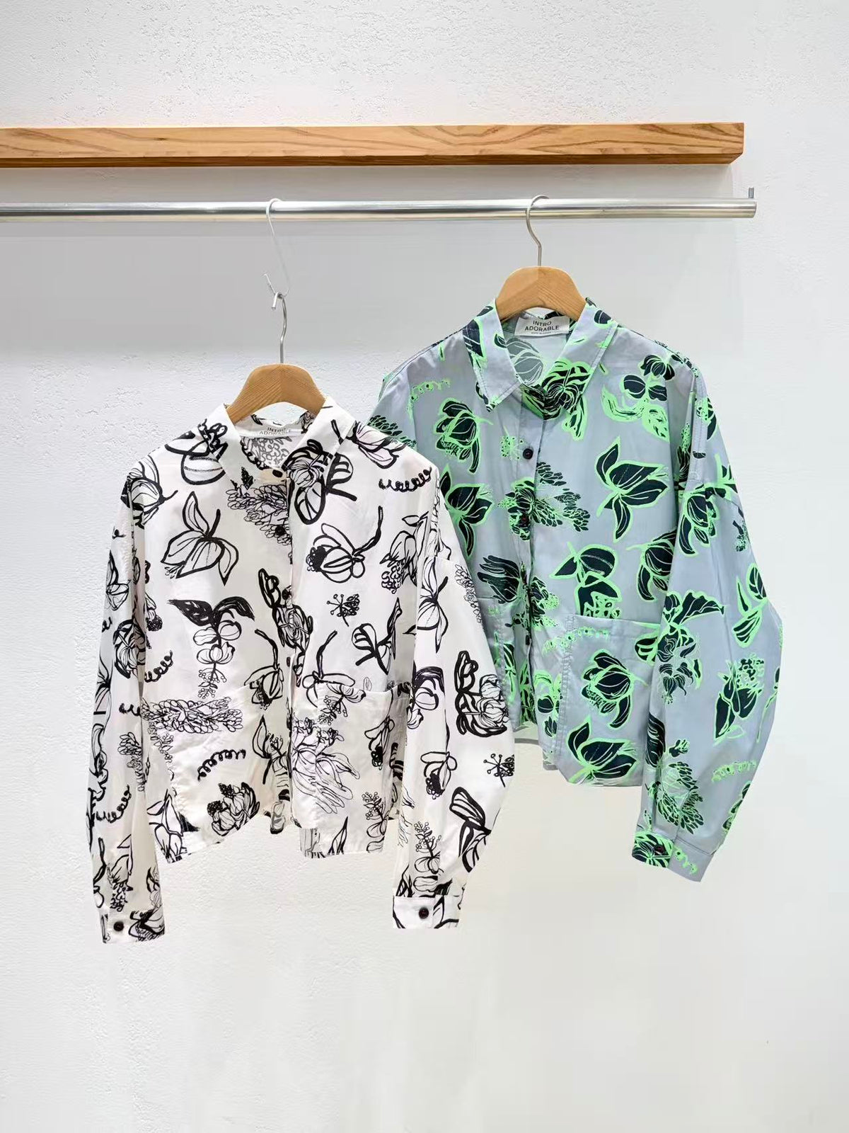韓國直送Abstract Botanical Pocket Shirt