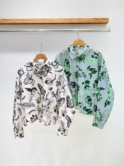 韓國直送Abstract Botanical Pocket Shirt