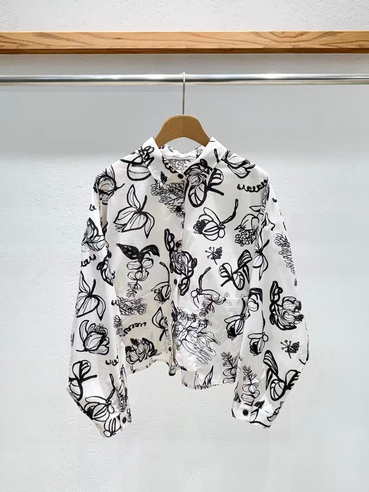 韓國直送Abstract Botanical Pocket Shirt