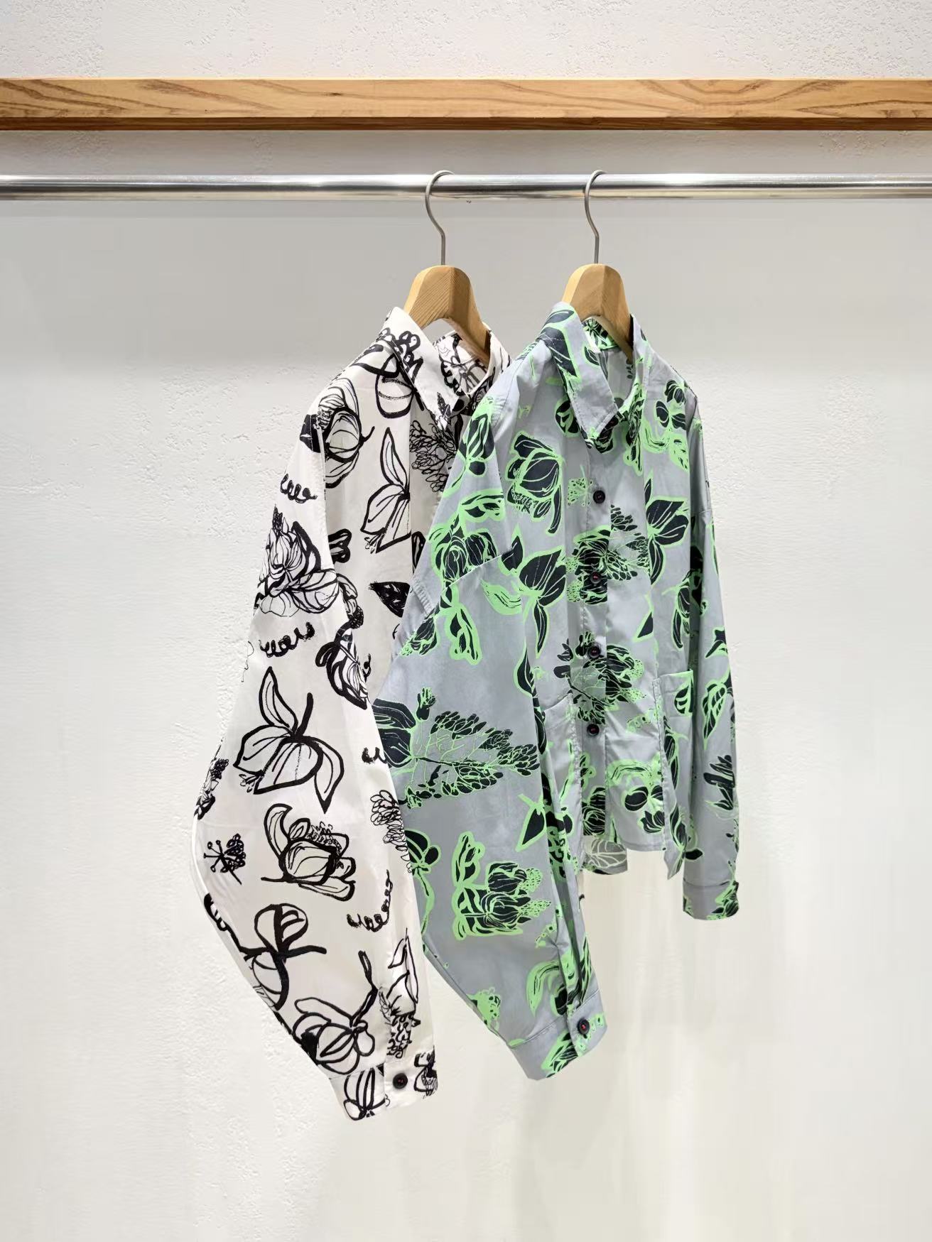 韓國直送Abstract Botanical Pocket Shirt