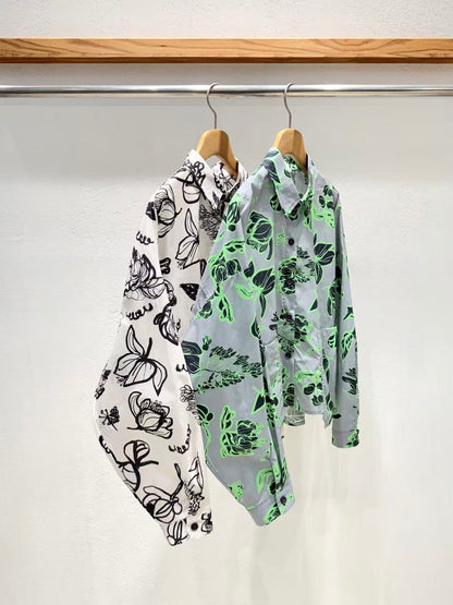 韓國直送Abstract Botanical Pocket Shirt