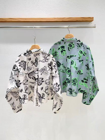 韓國直送Abstract Botanical Pocket Shirt