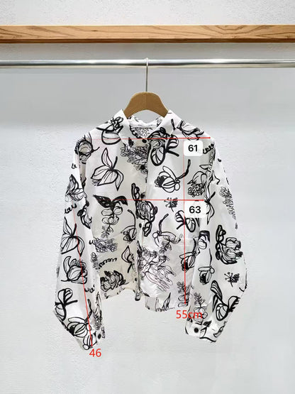 韓國直送Abstract Botanical Pocket Shirt