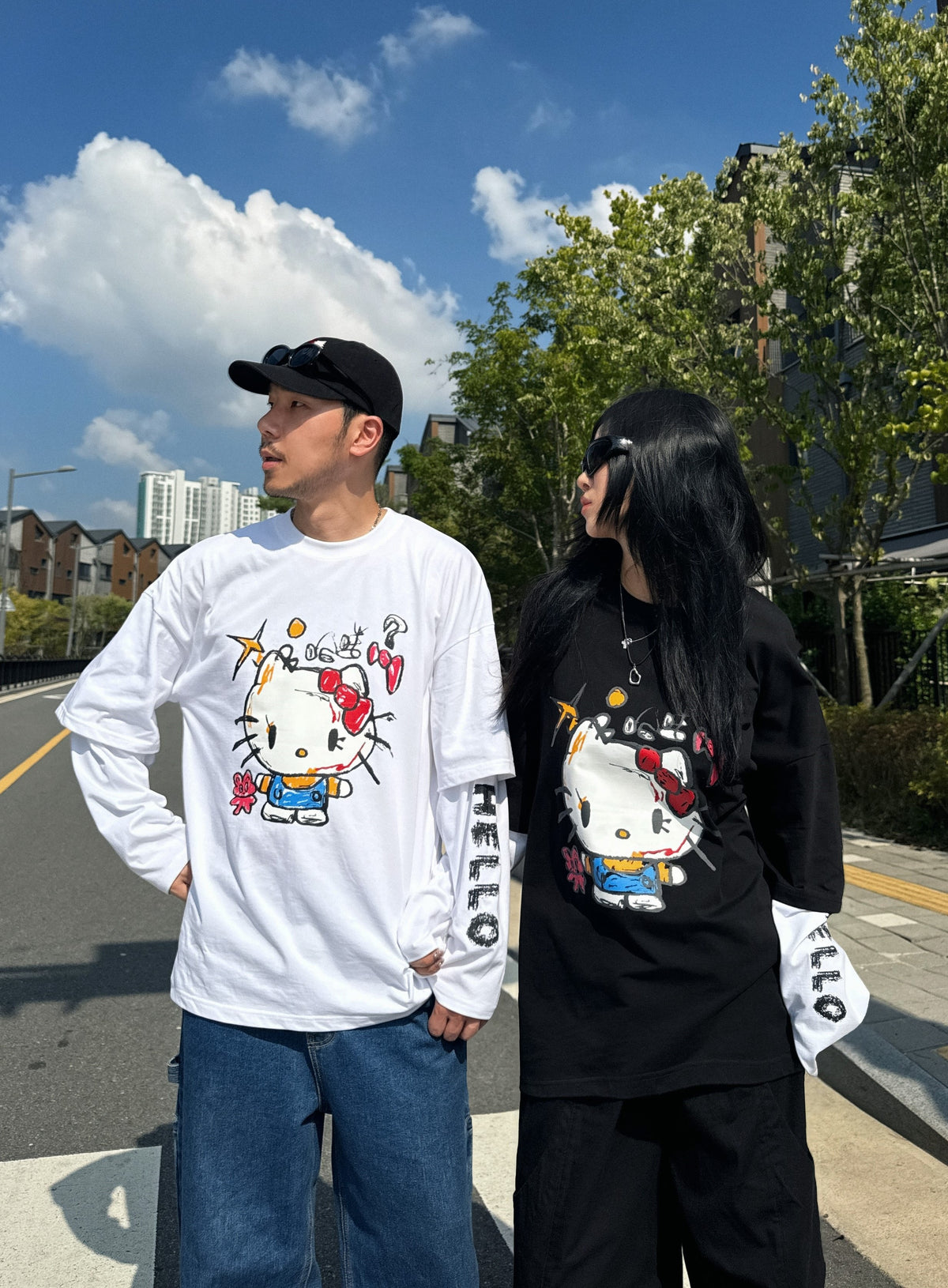 韓國直送PLUS 82 HIYA Graffiti Kitty  Long Sleeve