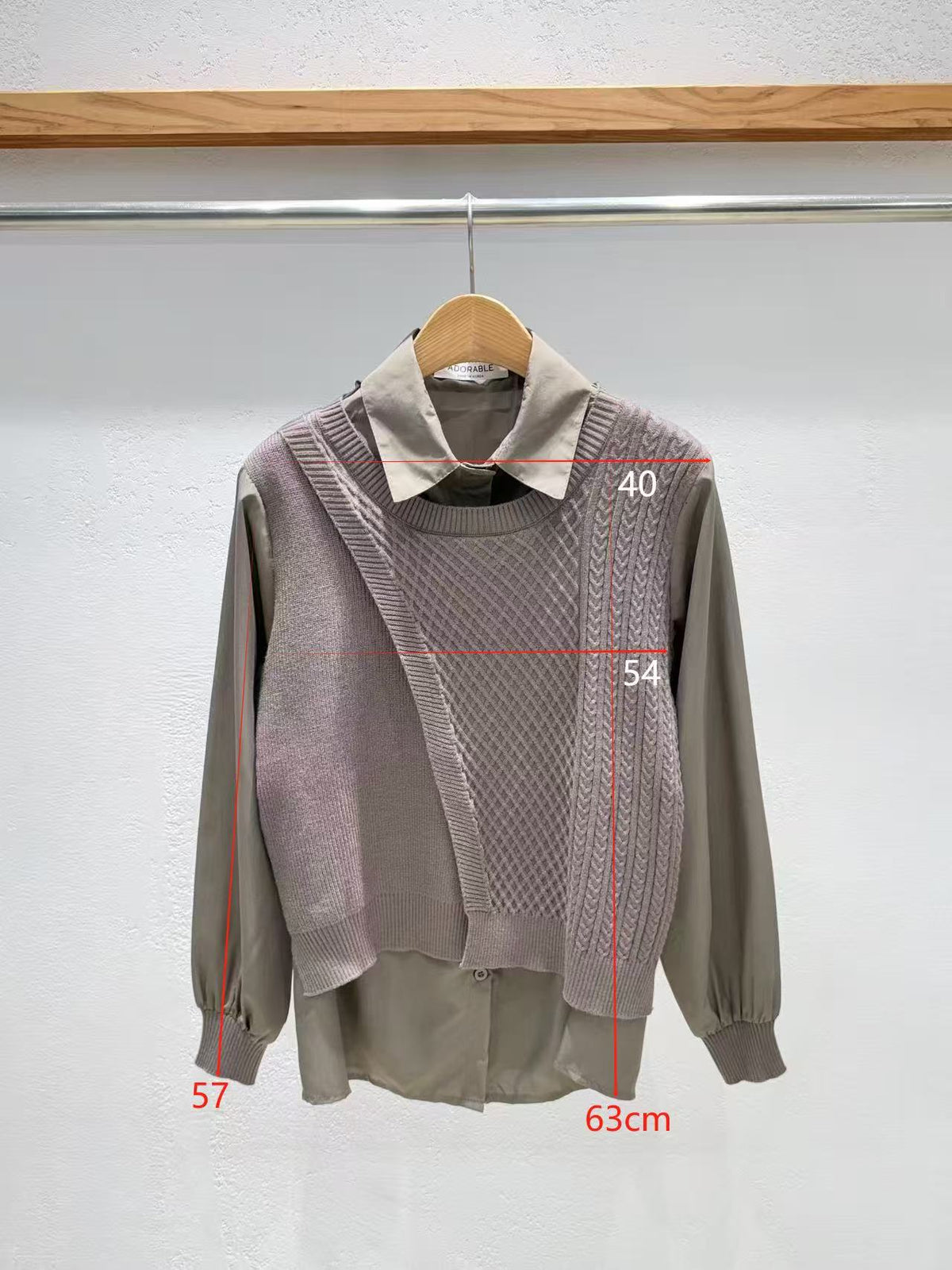 韓國直送Iris Asymmetric Knit-Layered Shirt