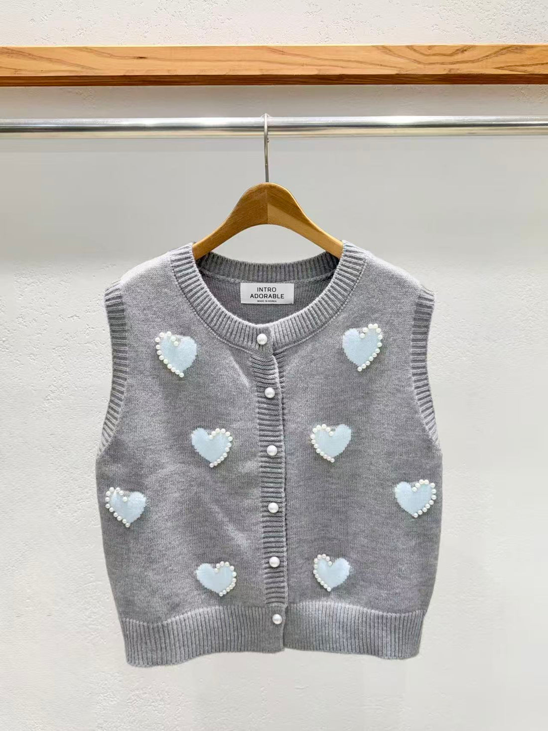 韓國直送Adorable Pearl Heart Knit Vest