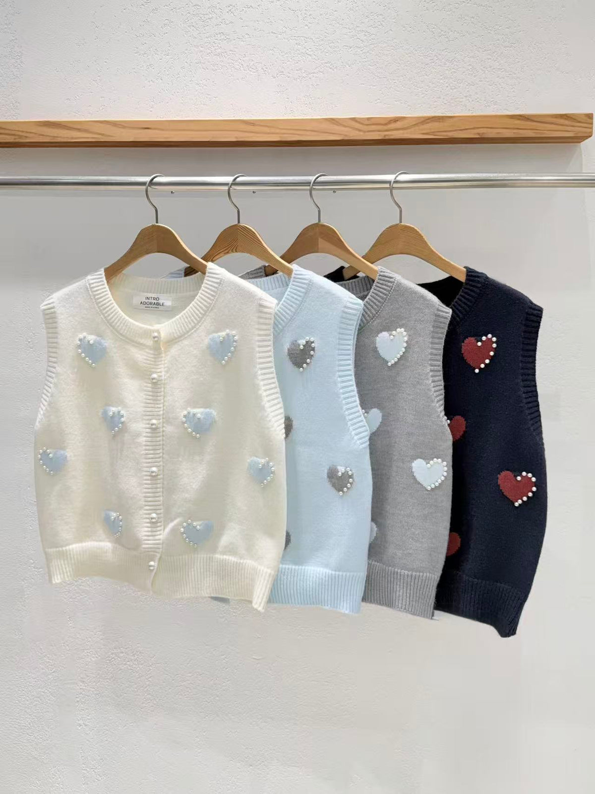 韓國直送Adorable Pearl Heart Knit Vest