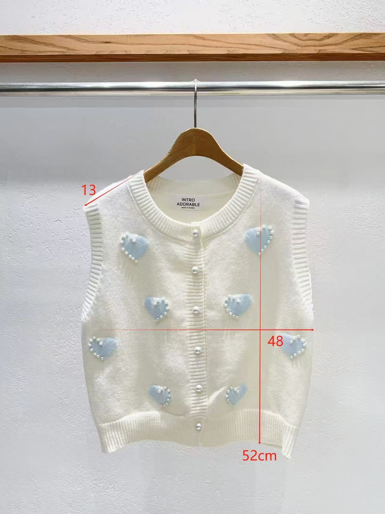 韓國直送Adorable Pearl Heart Knit Vest