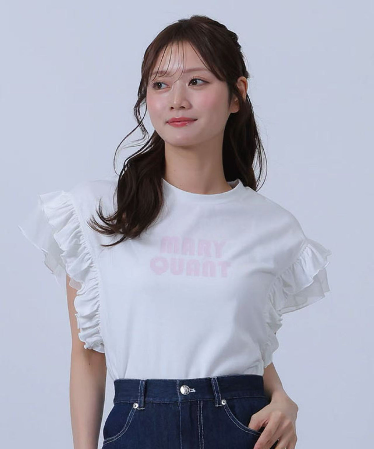 日本直送Mary Quant Frilled sleeve pullover Tee