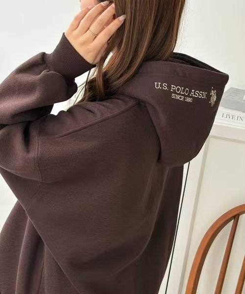 Direct from Japan: [U.S. POLO ASSN.] Hood Embroidery Lining Brushed Hoodie