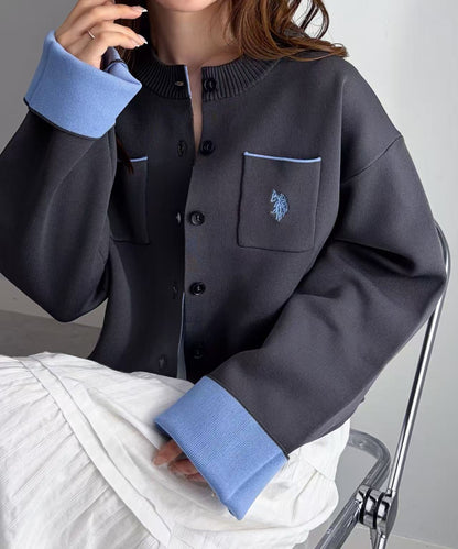 日本直送U.S. POLO ASSN. Double-faced Bi-color Cardigan
