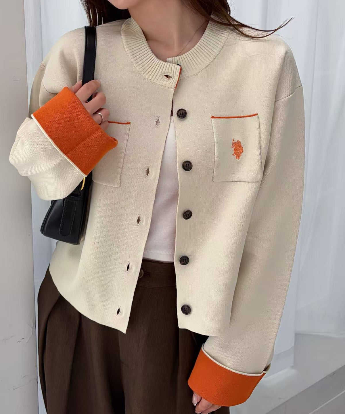 日本直送U.S. POLO ASSN. Double-faced Bi-color Cardigan