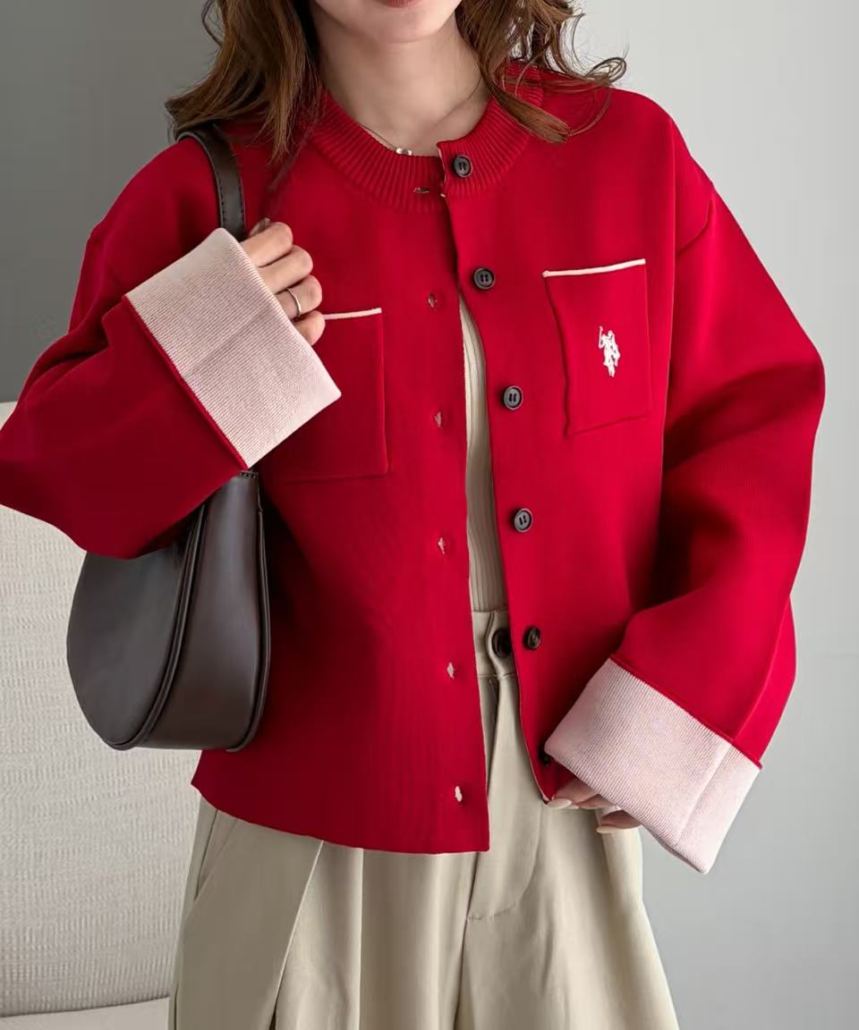 日本直送U.S. POLO ASSN. Double-faced Bi-color Cardigan