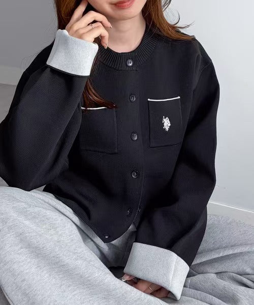 日本直送U.S. POLO ASSN. Double-faced Bi-color Cardigan
