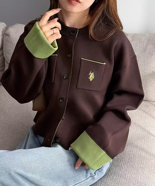 日本直送U.S. POLO ASSN. Double-faced Bi-color Cardigan