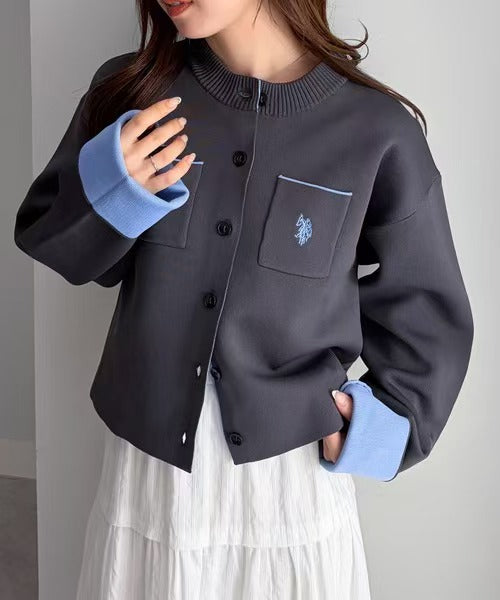 日本直送U.S. POLO ASSN. Double-faced Bi-color Cardigan