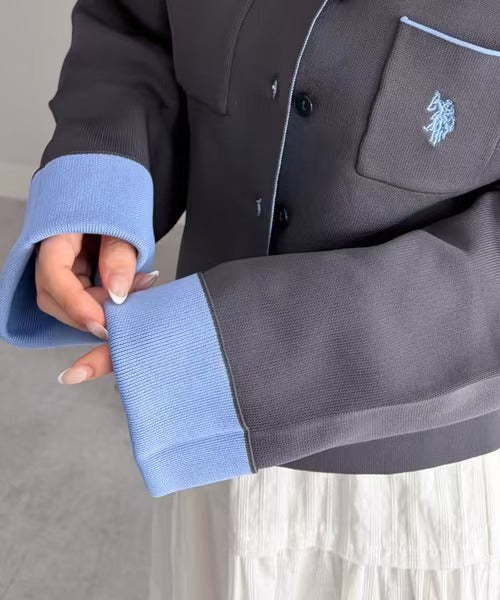 日本直送U.S. POLO ASSN. Double-faced Bi-color Cardigan