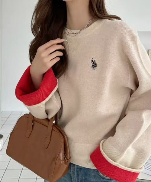 日本直送U.S. POLO ASSN 別注款 Gusseted Cuff, Two-Tone Sweatshirt-Like Knit 🌟貨期4 星期🌟