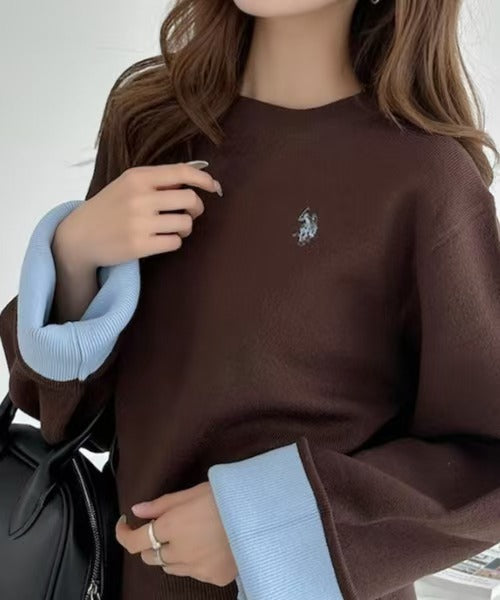 日本直送U.S. POLO ASSN 別注款 Gusseted Cuff, Two-Tone Sweatshirt-Like Knit 🌟貨期4 星期🌟
