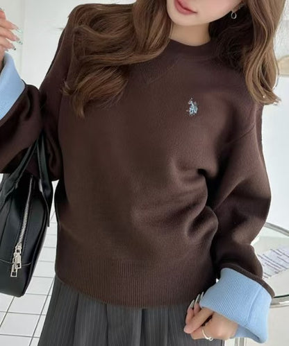 日本直送U.S. POLO ASSN 別注款 Gusseted Cuff, Two-Tone Sweatshirt-Like Knit 🌟貨期4 星期🌟