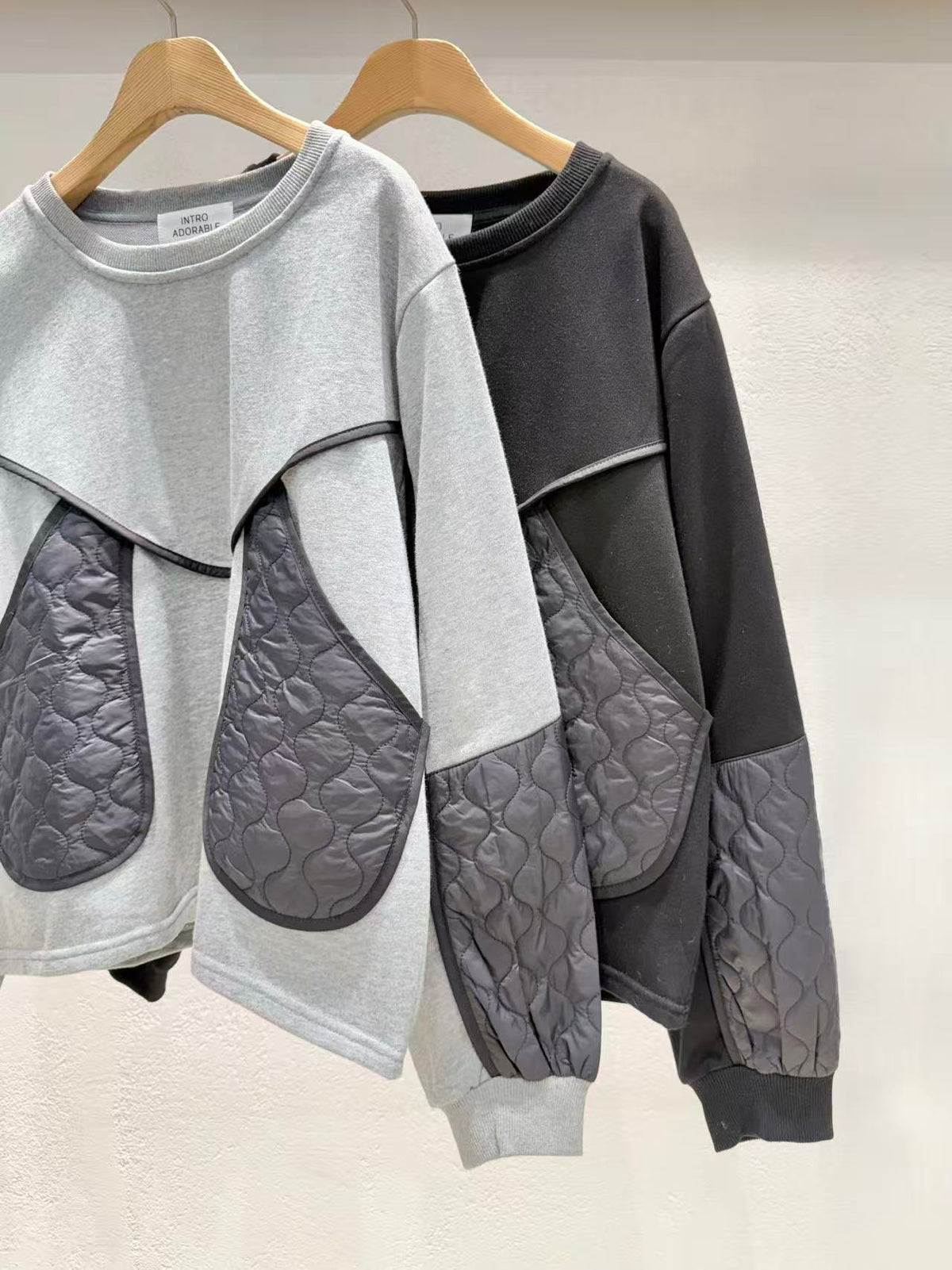韓國直送Quilted Pocket Contrast Sweatshirt