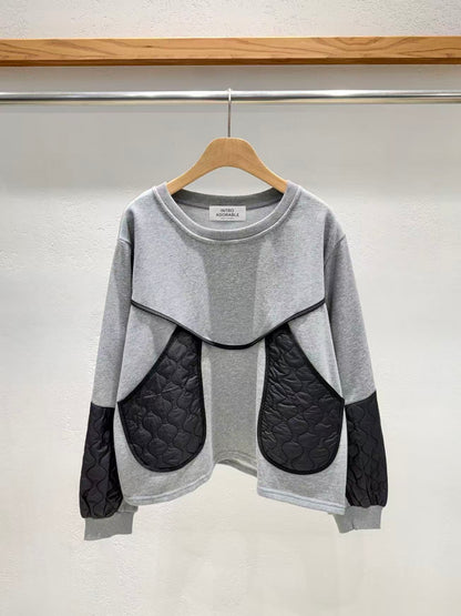 韓國直送Quilted Pocket Contrast Sweatshirt
