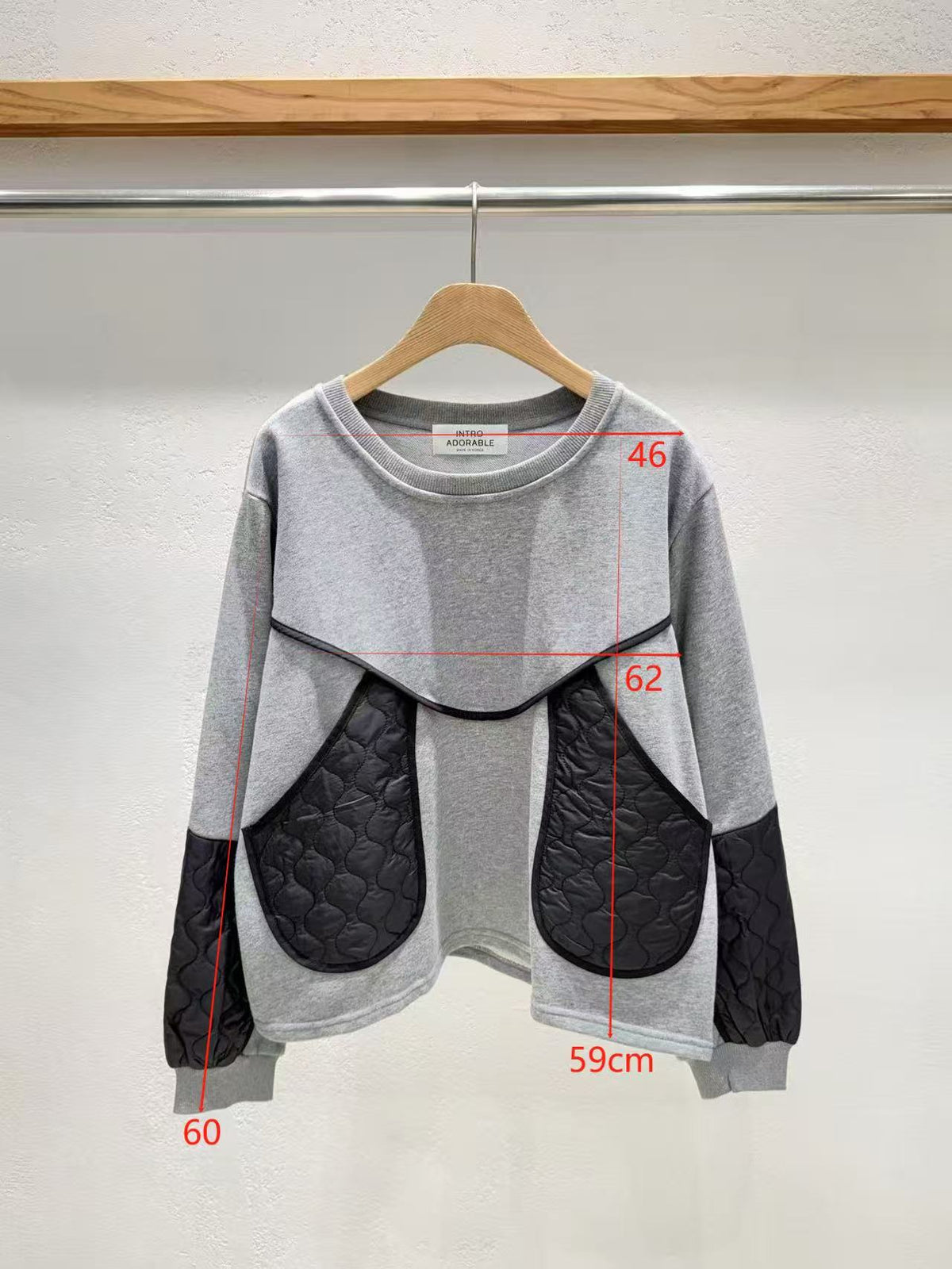 韓國直送Quilted Pocket Contrast Sweatshirt