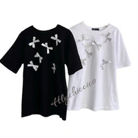 【一口價$282/件】韓國潮牌RonRon Loose handmade ribbon short sleeves   -2 Color HLY & CHOCCICO