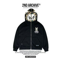 韓國直送🇰🇷 2ND ARCHIVE Angry Camo Bear Pulhood Zip -up HLY & CHOCCICO