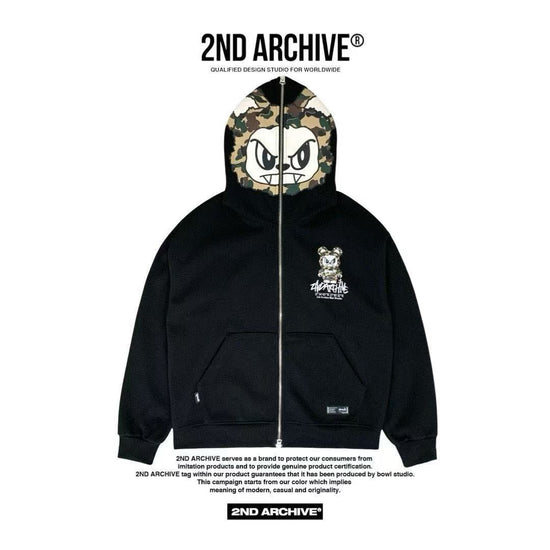 韓國直送🇰🇷 2ND ARCHIVE Angry Camo Bear Pulhood Zip -up
