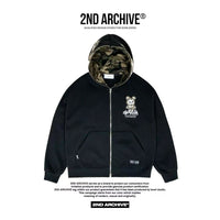 韓國直送🇰🇷 2ND ARCHIVE Angry Camo Bear Pulhood Zip -up HLY & CHOCCICO