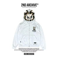 韓國直送🇰🇷 2ND ARCHIVE Angry Camo Bear Pulhood Zip -up HLY & CHOCCICO