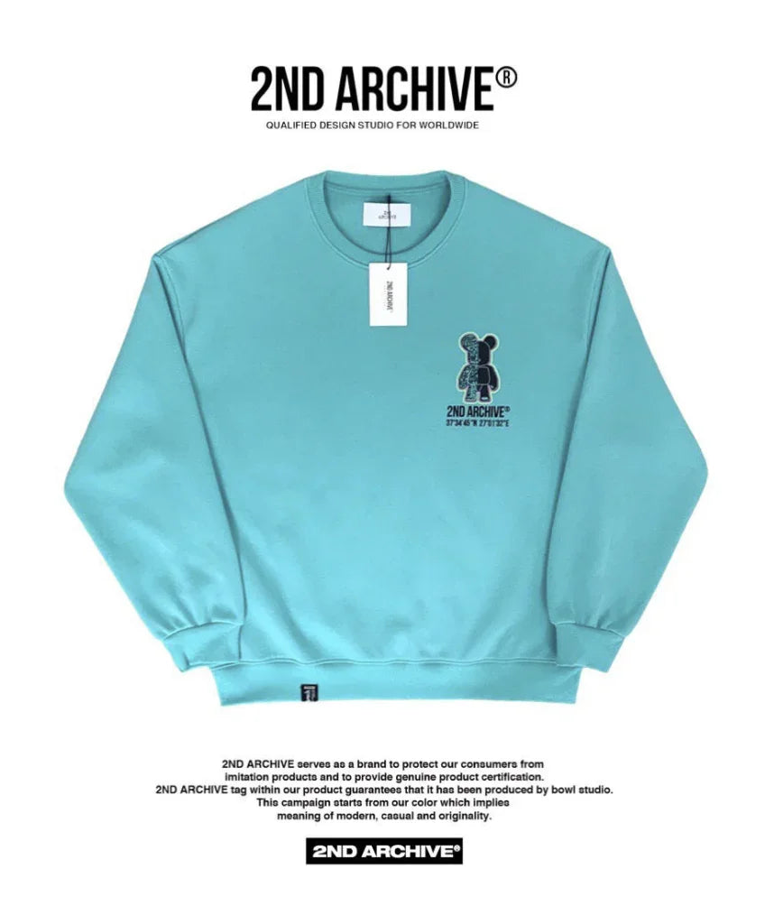 韓國直送🇰🇷 2ND ARCHIVE Aurora Half Bear Sweatshirt - HLY &amp; CHOCCICO