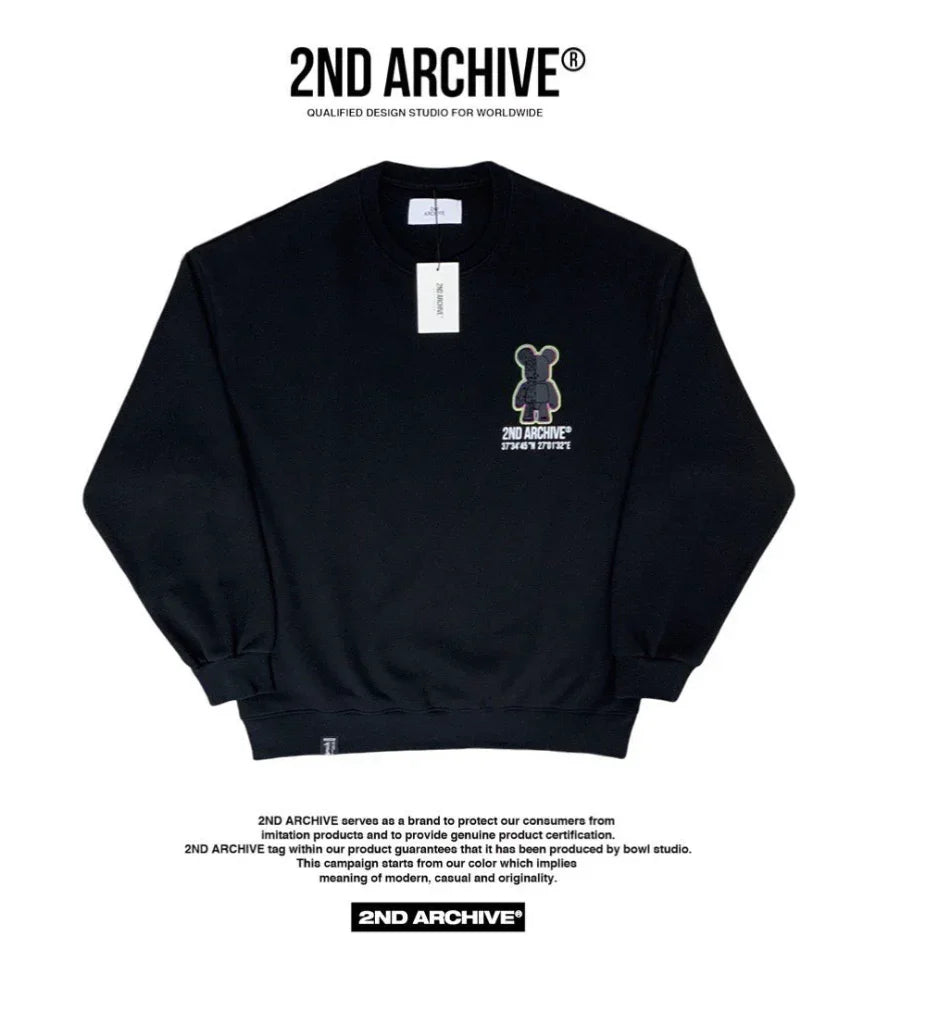 韓國直送🇰🇷 2ND ARCHIVE Aurora Half Bear Sweatshirt - HLY &amp; CHOCCICO