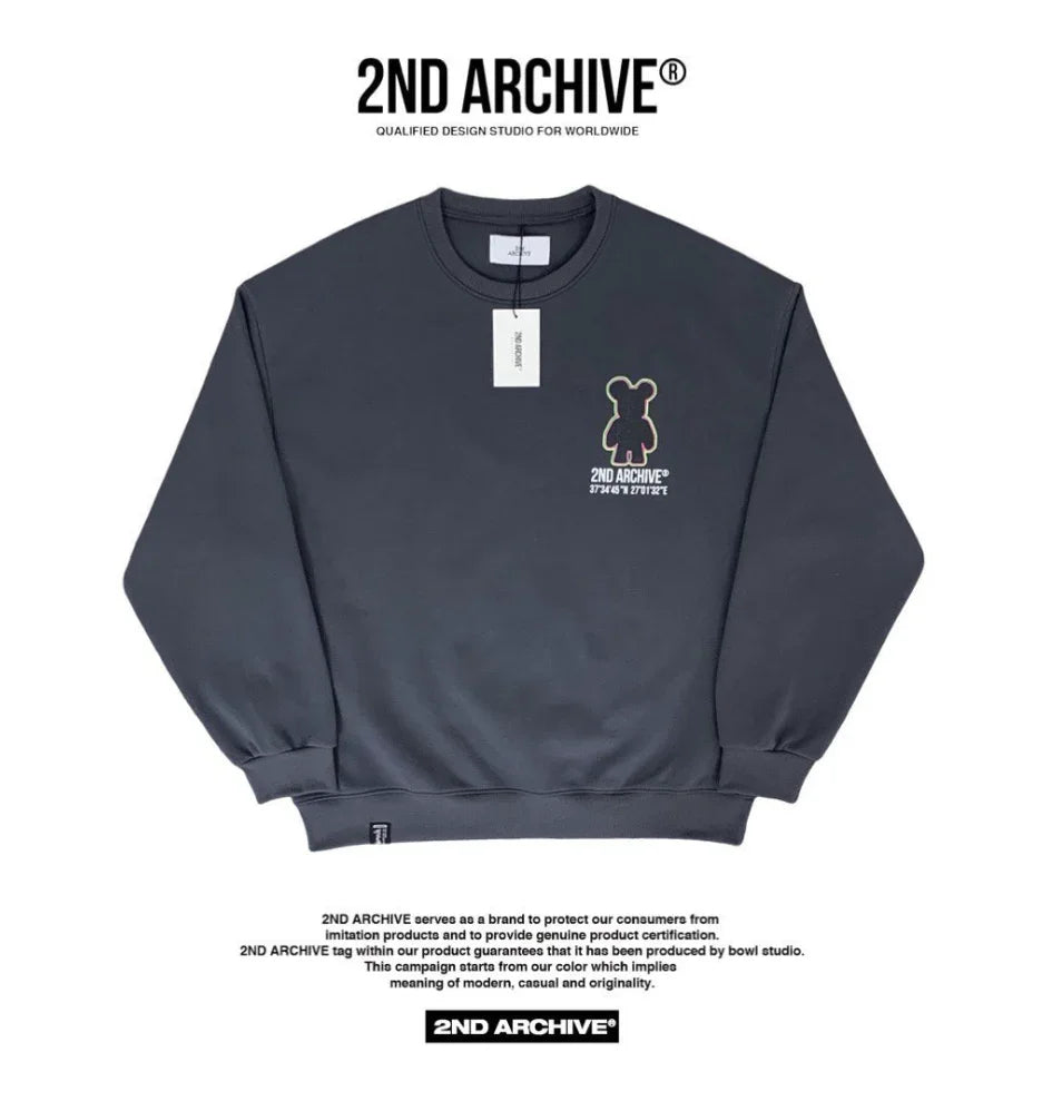 韓國直送🇰🇷 2ND ARCHIVE Aurora Half Bear Sweatshirt - HLY &amp; CHOCCICO
