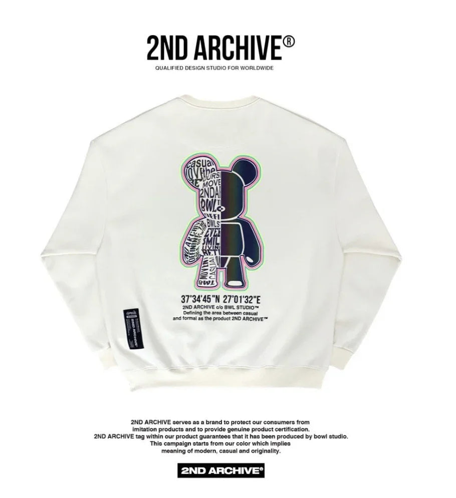 韓國直送🇰🇷 2ND ARCHIVE Aurora Half Bear Sweatshirt - HLY &amp; CHOCCICO